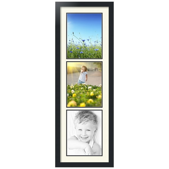 ArtToFrames Collage Photo Picture Frame with 3 - 8.5x11" Openings, Framed in Black with Brilliant White and Black Mats (CDM-3926-867)