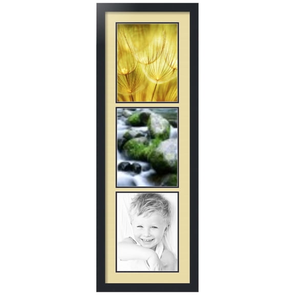 ArtToFrames Collage Photo Picture Frame with 3 - 8.5x11" Openings, Framed in Black with Buttercup and Black Mats (CDM-3926-867)