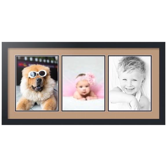 ArtToFrames Collage Photo Picture Frame with 3 - 8.5x11" Openings, Framed in Black with Desert Sand and Black Mats (CDM-3926-28)