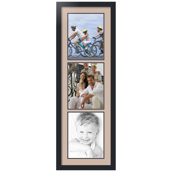 ArtToFrames Collage Photo Picture Frame with 3 - 8.5x11" Openings, Framed in Black with Grey Beige and Black Mats (CDM-3926-867)