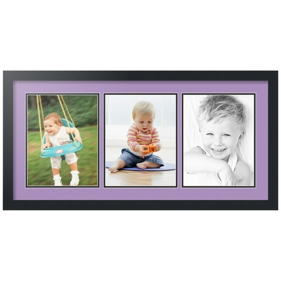 ArtToFrames Collage Photo Picture Frame with 3 - 8.5x11 Openings, Framed in Black with Lavender Mist and Black Mats (CDM-3926-65)