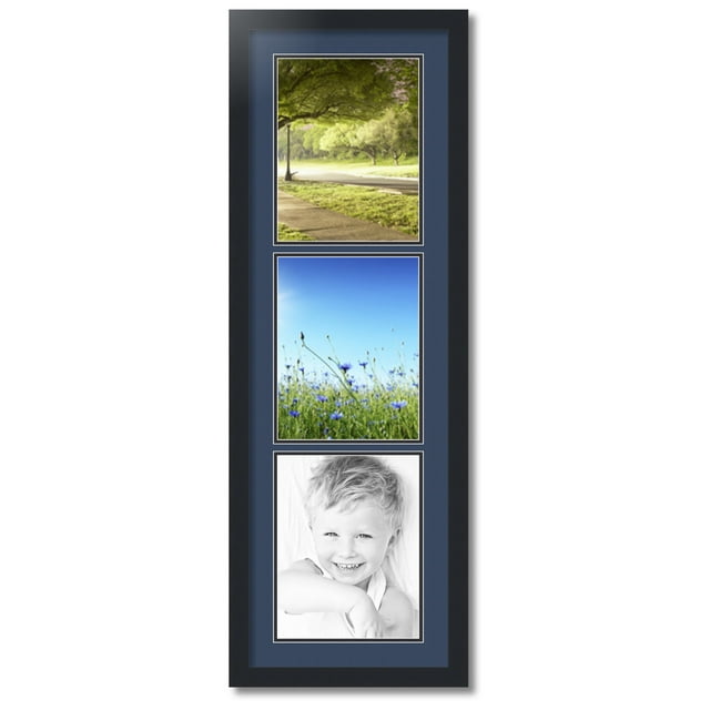 ArtToFrames Collage Photo Picture Frame with 3 - 8.5x11 Openings, Framed in Black with Midnight Blue and Black Mats (CDM-3926-73)