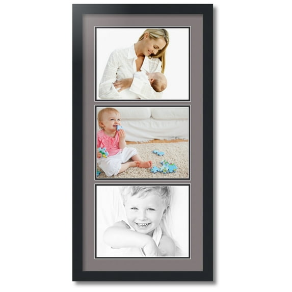 ArtToFrames Collage Photo Picture Frame with 3 - 8.5x11 Openings, Framed in Black with Pewter and Black Mats (CDM-3926-901)