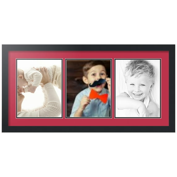ArtToFrames Collage Photo Picture Frame with 3 - 8.5x11 Openings, Framed in Black with Rouge and Black Mats (CDM-3926-65)