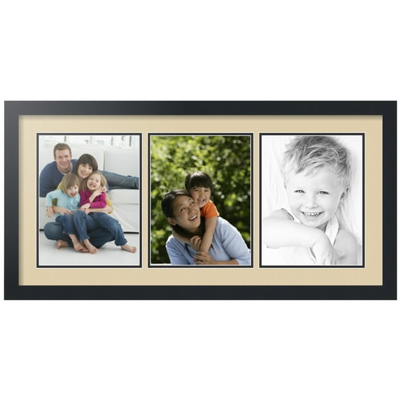 ArtToFrames Collage Photo Picture Frame with 3 - 8.5x11 Openings, Framed in Black with Seaside and Black Mats (CDM-3926-65)