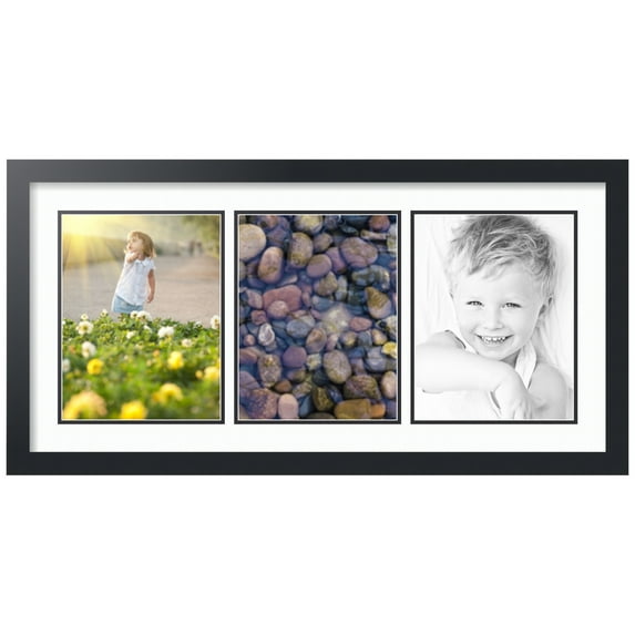 ArtToFrames Collage Photo Picture Frame with 3 - 8.5x11 Openings, Framed in Black with Super White and Black Mats (CDM-3926-65)