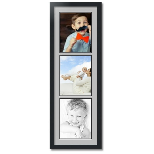 ArtToFrames Collage Photo Picture Frame with 3 - 8.5x11 Openings, Framed in Black with TV Grey and Black Mats (CDM-3926-73)