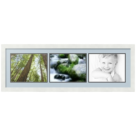 ArtToFrames Collage Photo Picture Frame with 3 - 8.5x11 Openings, Framed in White with Baby Blue and Black Mats (CDM-3966-67)