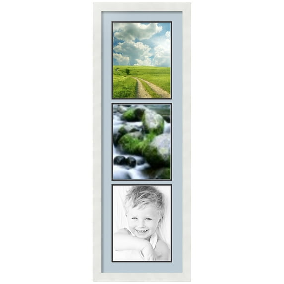 ArtToFrames Collage Photo Picture Frame with 3 - 8.5x11 Openings, Framed in White with Baby Blue and Black Mats (CDM-3966-73)