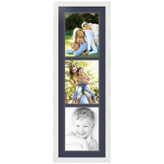 ArtToFrames Collage Photo Picture Frame with 3 - 8.5x11 Openings, Framed in White with Blue Jay and Black Mats (CDM-3966-73)