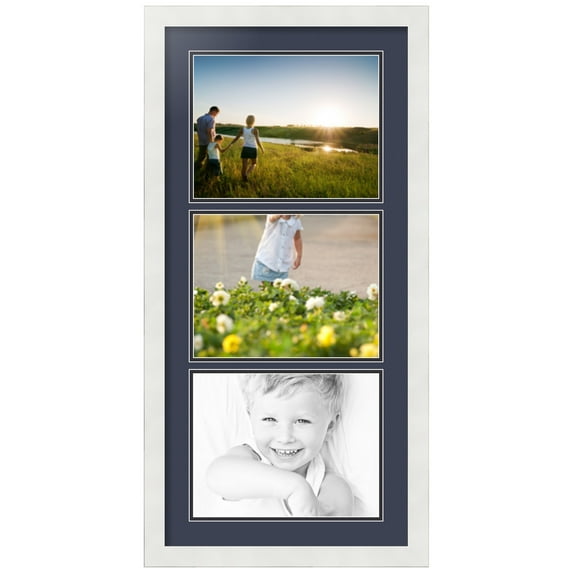ArtToFrames Collage Photo Picture Frame with 3 - 8.5x11 Openings, Framed in White with Blue Jay and Black Mats (CDM-3966-901)