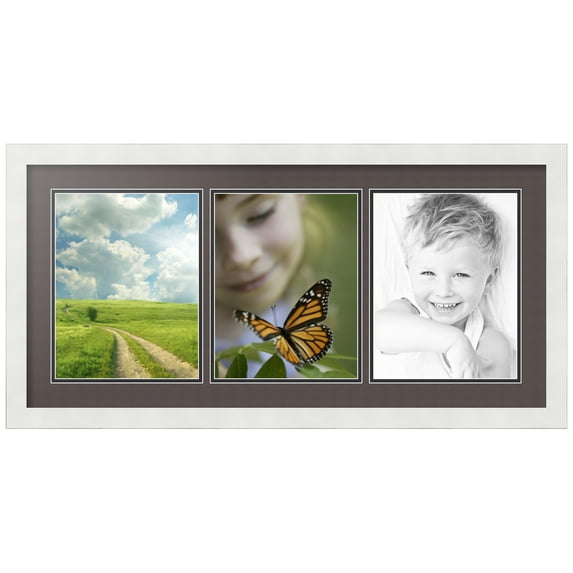 ArtToFrames Collage Photo Picture Frame with 3 - 8.5x11 Openings, Framed in White with Chestnut and Black Mats (CDM-3966-65)