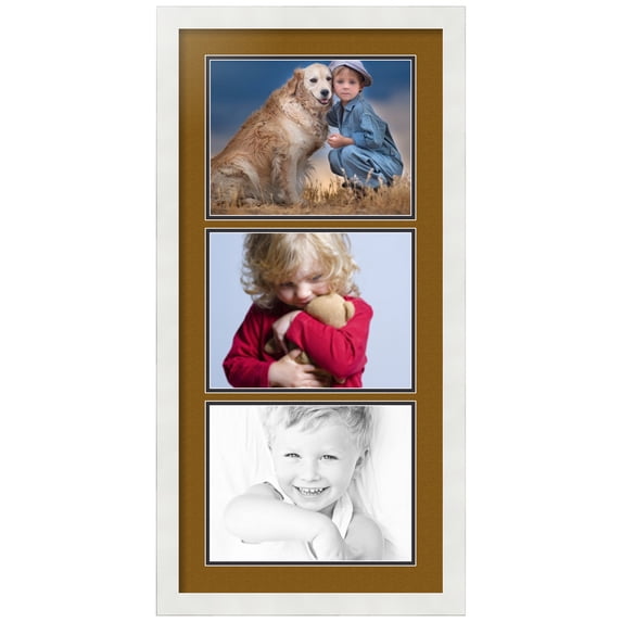 ArtToFrames Collage Photo Picture Frame with 3 - 8.5x11" Openings, Framed in White with Coronado and Black Mats (CDM-3966-875)