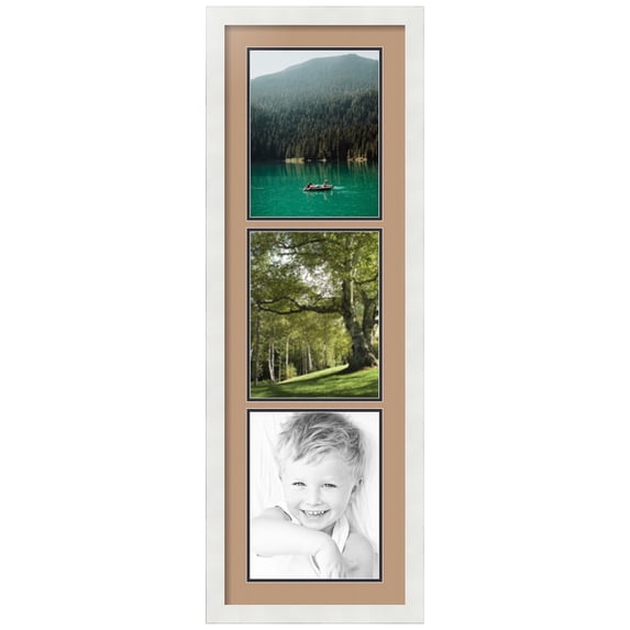 ArtToFrames Collage Photo Picture Frame with 3 - 8.5x11" Openings, Framed in White with Desert Sand and Black Mats (CDM-3966-867)