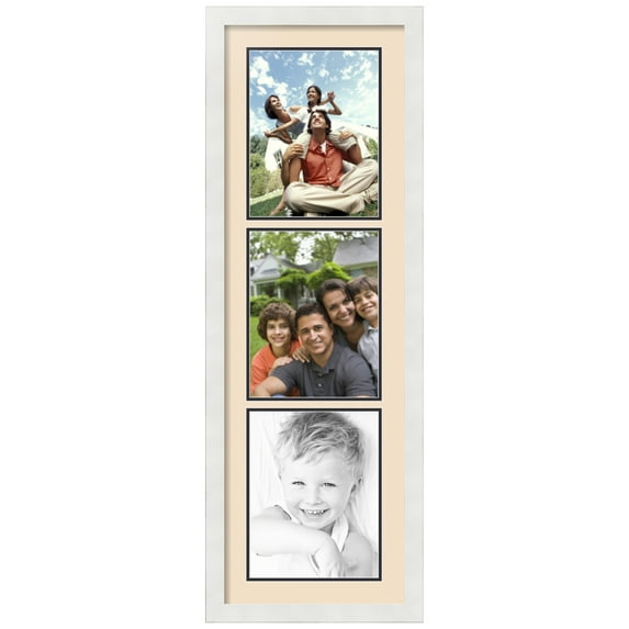 ArtToFrames Collage Photo Picture Frame with 3 - 8.5x11 Openings, Framed in White with French Creme and Black Mats (CDM-3966-73)