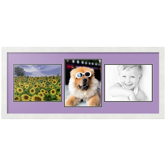 ArtToFrames Collage Photo Picture Frame with 3 - 8.5x11 Openings, Framed in White with Lavender Mist and Black Mats (CDM-3966-99)