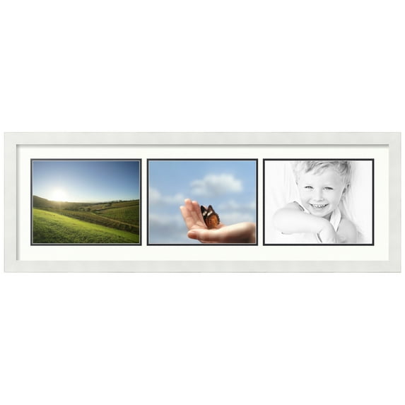ArtToFrames Collage Photo Picture Frame with 3 - 8.5x11 Openings, Framed in White with Porcelain and Black Mats (CDM-3966-67)