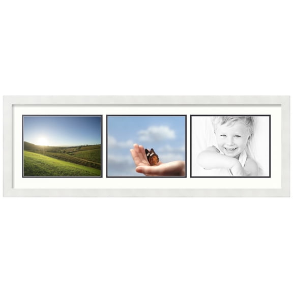 ArtToFrames Collage Photo Picture Frame with 3 - 8.5x11 Openings, Framed in White with Porcelain and Black Mats (CDM-3966-67)