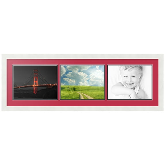ArtToFrames Collage Photo Picture Frame with 3 - 8.5x11 Openings, Framed in White with Rouge and Black Mats (CDM-3966-67)