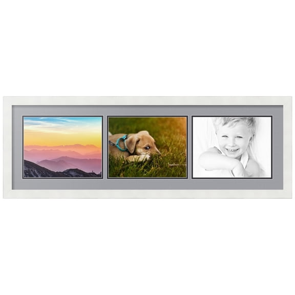 ArtToFrames Collage Photo Picture Frame with 3 - 8.5x11" Openings, Framed in White with Silver and Black Mats (CDM-3966-1133)