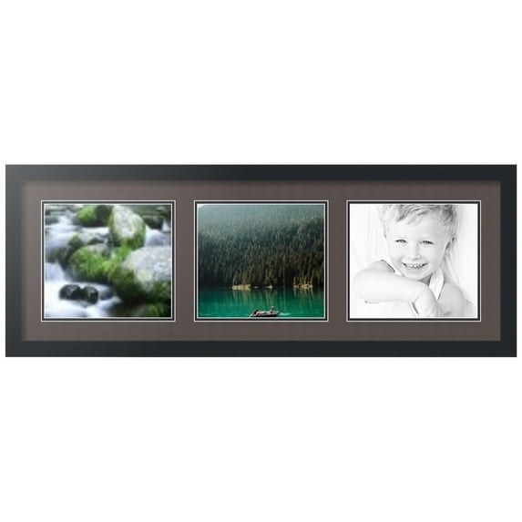 ArtToFrames Collage Photo Picture Frame with 3 - 8.5x9.5 Openings, Framed in Black with Chestnut and Black Mats (CDM-3926-67)