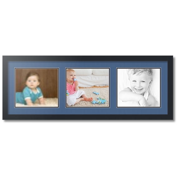 ArtToFrames Collage Photo Picture Frame with 3 - 8.5x9.5 Openings, Framed in Black with Royal and Black Mats (CDM-3926-67)