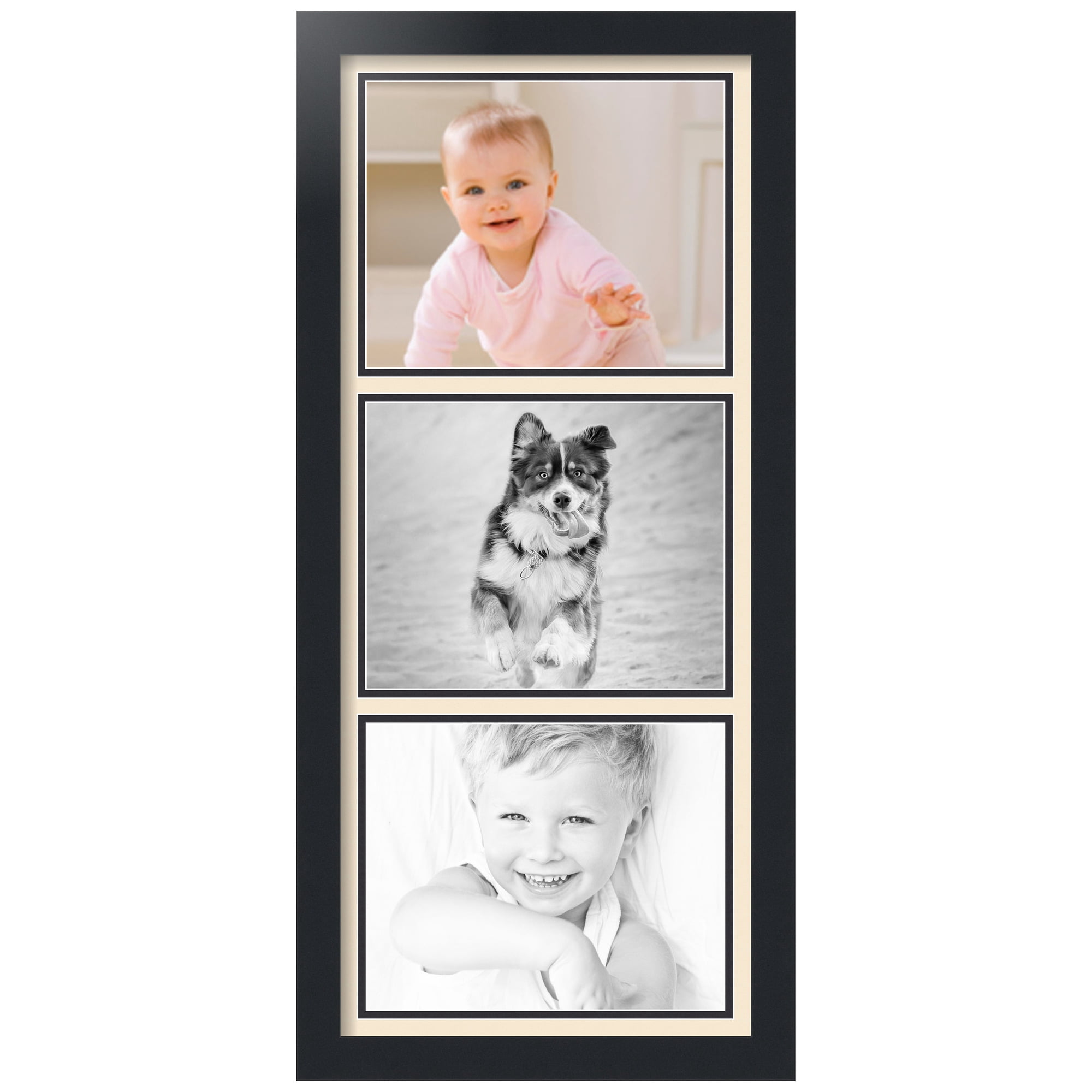 ArtToFrames Collage Photo Picture Frame with 3 - 8x10" Openings, Framed in Black with Alabaster and Black Mats (CDM-3926-1052)