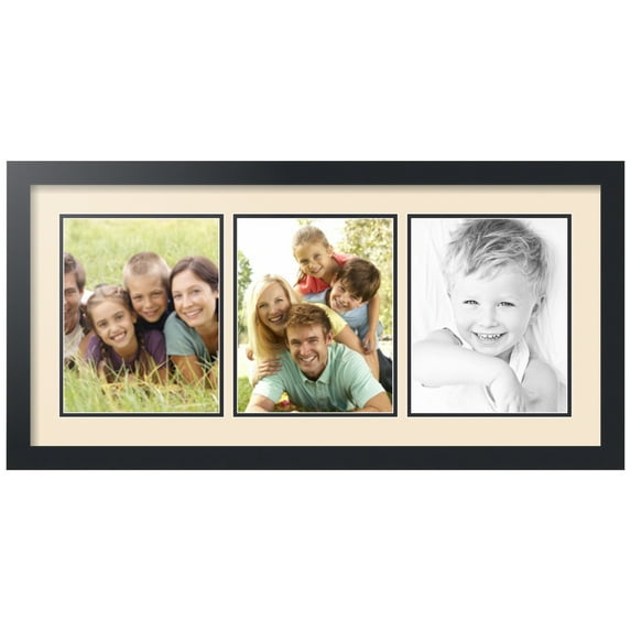 ArtToFrames Collage Photo Picture Frame with 3 - 8x10 Openings, Framed in Black with Alabaster and Black Mats (CDM-3926-65)