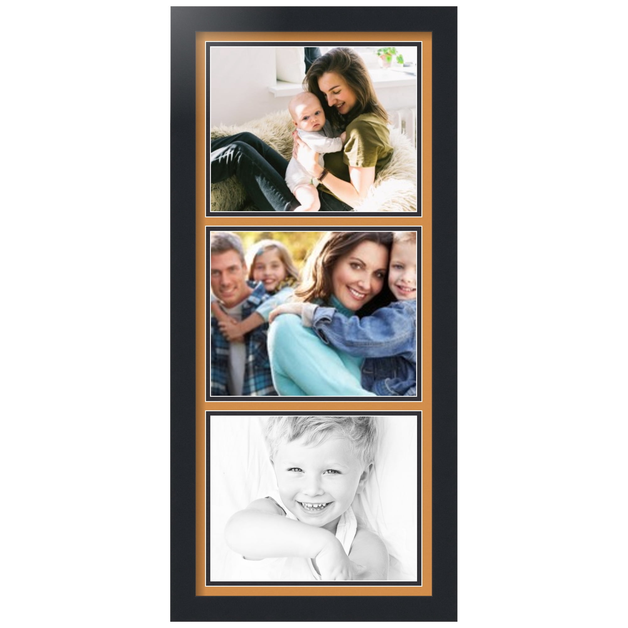 ArtToFrames Collage Photo Picture Frame with 3 - 8x10" Openings, Framed in Black with Amber and Black Mats (CDM-3926-1052)
