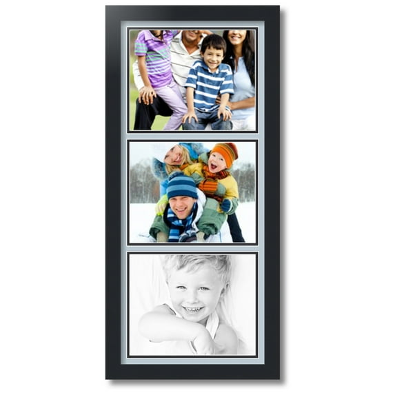 ArtToFrames Collage Photo Picture Frame with 3 - 8x10 Openings, Framed in Black with Baby Blue and Black Mats (CDM-3926-1)