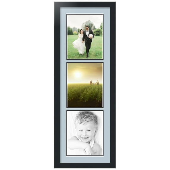 ArtToFrames Collage Photo Picture Frame with 3 - 8x10 Openings, Framed in Black with Baby Blue and Black Mats (CDM-3926-73)