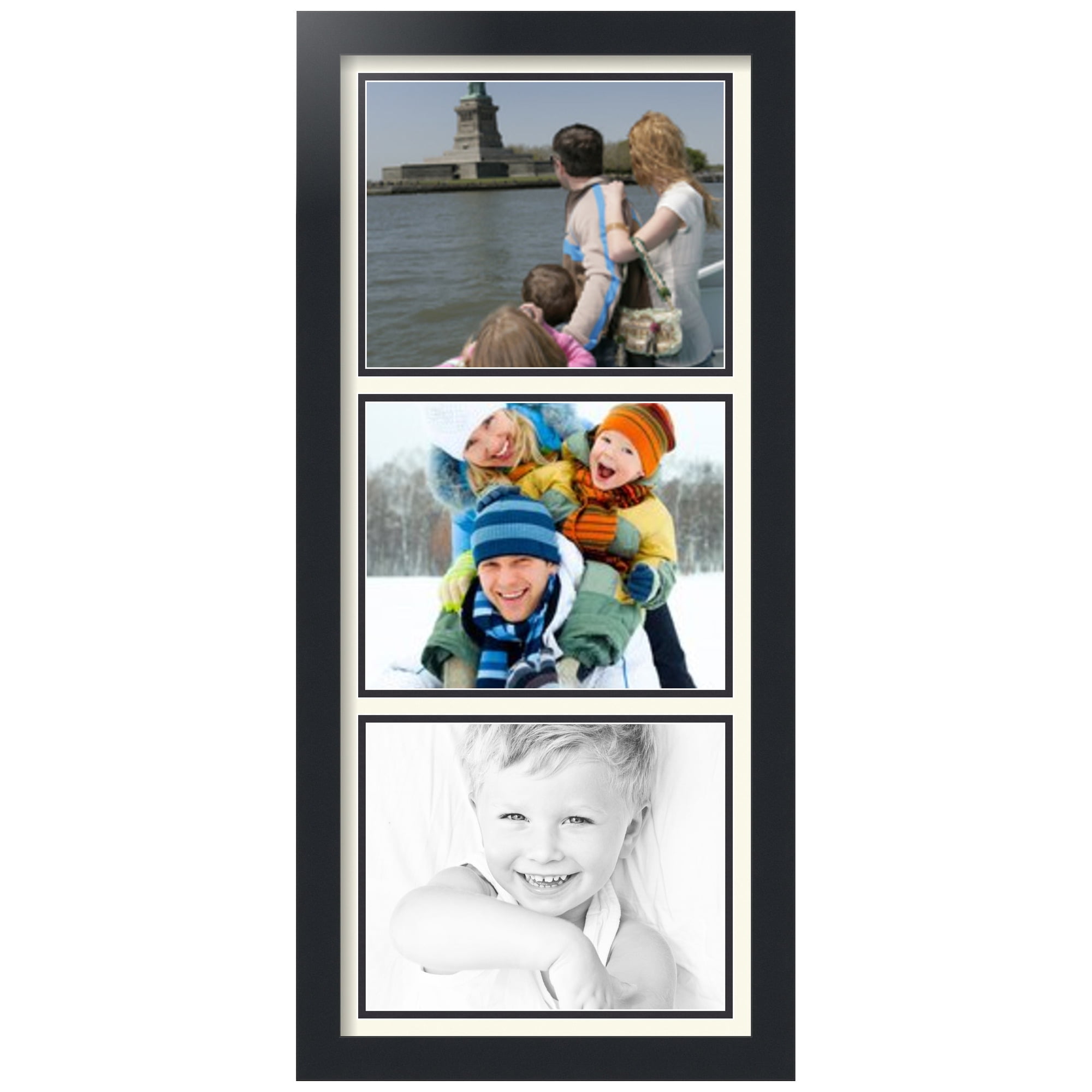 ArtToFrames Collage Photo Picture Frame with 3 - 8x10" Openings, Framed in Black with Brilliant White and Black Mats (CDM-3926-5767)