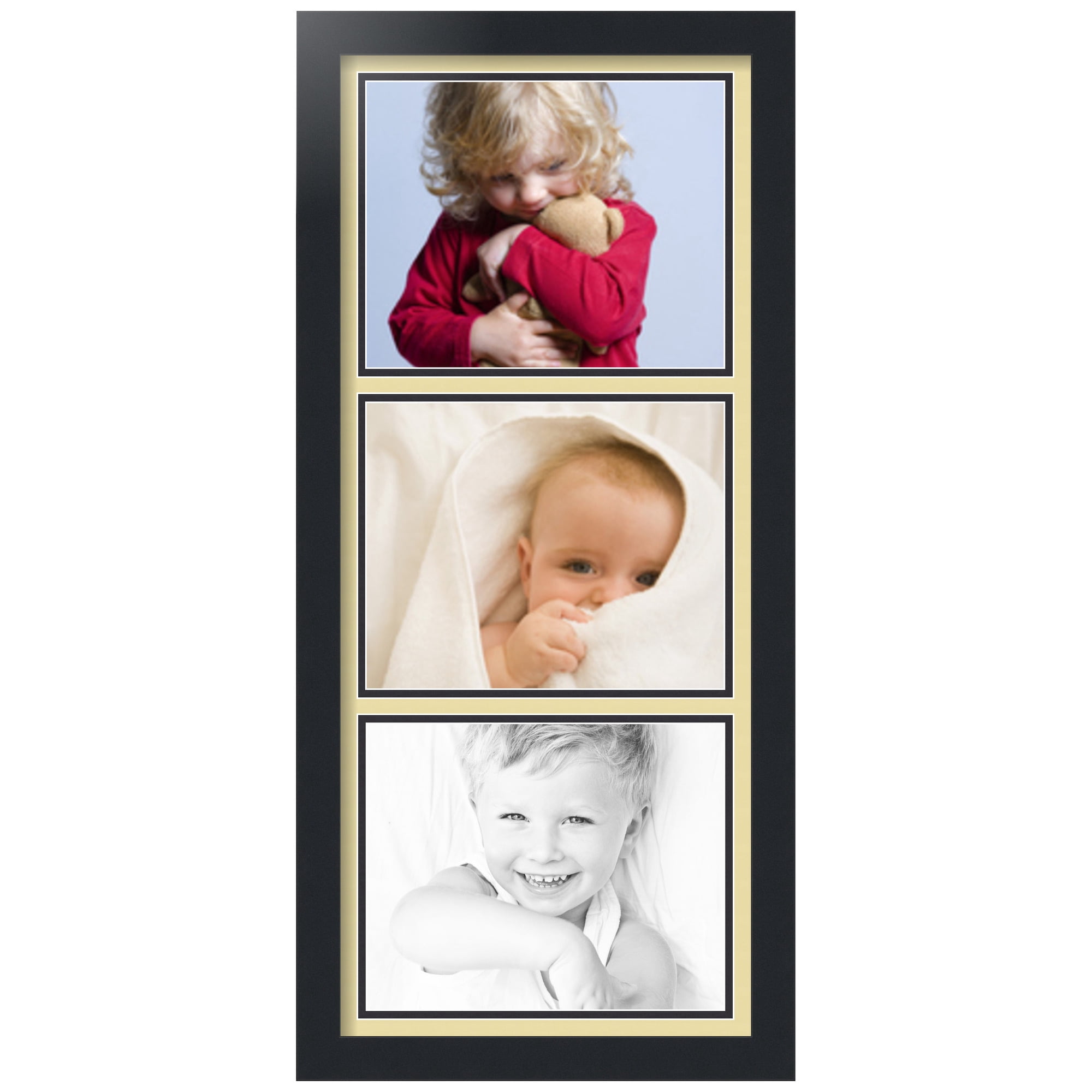 ArtToFrames Collage Photo Picture Frame with 3 - 8x10" Openings, Framed in Black with Buttercup and Black Mats (CDM-3926-5767)