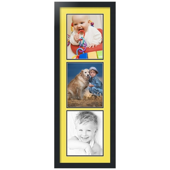 ArtToFrames Collage Photo Picture Frame with 3 - 8x10 Openings, Framed in Black with Canary and Black Mats (CDM-3926-73)
