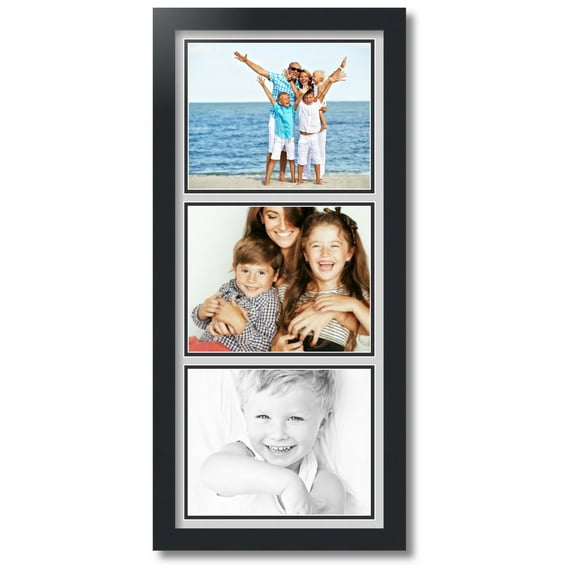 ArtToFrames Collage Photo Picture Frame with 3 - 8x10 Openings, Framed in Black with Candlewick and Black Mats (CDM-3926-1)