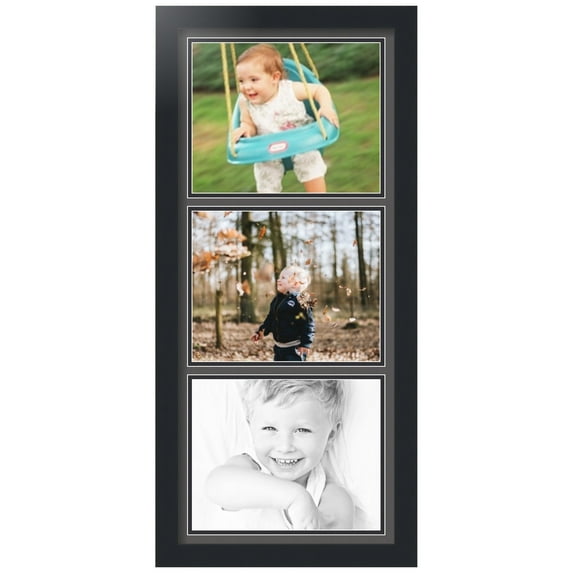 ArtToFrames Collage Photo Picture Frame with 3 - 8x10" Openings, Framed in Black with Charcoal and Black Mats (CDM-3926-1052)