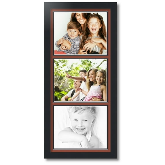 ArtToFrames Collage Photo Picture Frame with 3 - 8x10 Openings, Framed in Black with Cognac and Black Mats (CDM-3926-1)