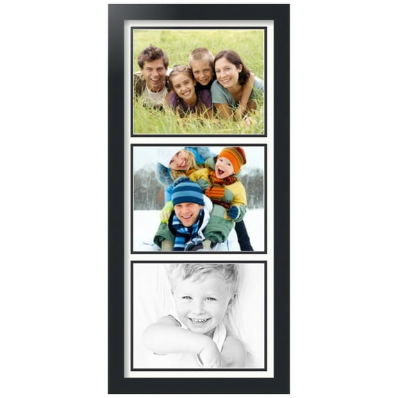 ArtToFrames Collage Photo Picture Frame with 3 - 8x10" Openings, Framed in Black with Fabric White and Black Mats (CDM-3926-1052)