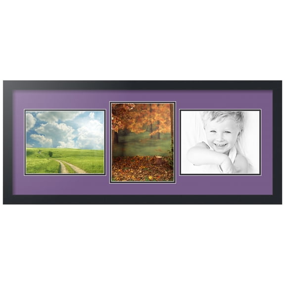 ArtToFrames Collage Photo Picture Frame with 3 - 8x10 Openings, Framed in Black with Grape and Black Mats (CDM-3926-99)