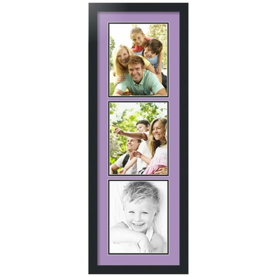 ArtToFrames Collage Photo Picture Frame with 3 - 8x10 Openings, Framed in Black with Lavender Mist and Black Mats (CDM-3926-73)