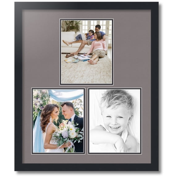 ArtToFrames Collage Photo Picture Frame with 3 - 8x10 Openings, Framed in Black with Pewter and Black Mats (CDM-3926-82)