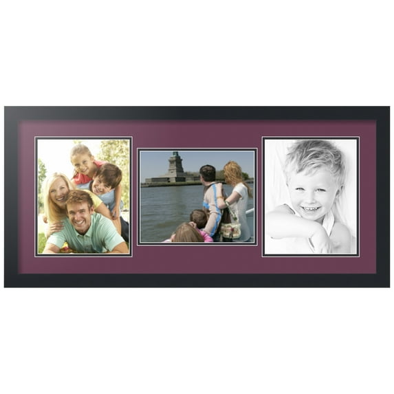ArtToFrames Collage Photo Picture Frame with 3 - 8x10 Openings, Framed in Black with Ruby and Black Mats (CDM-3926-70)
