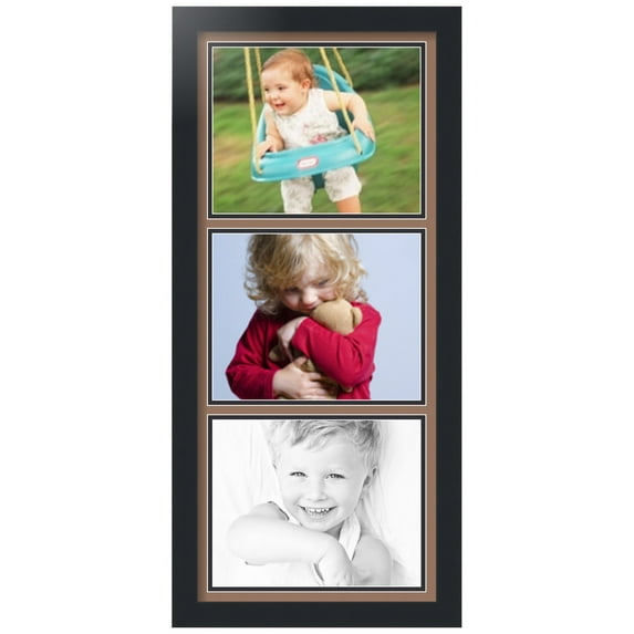 ArtToFrames Collage Photo Picture Frame with 3 - 8x10" Openings, Framed in Black with Sandpiper and Black Mats (CDM-3926-1052)