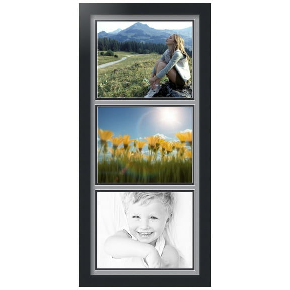 ArtToFrames Collage Photo Picture Frame with 3 - 8x10" Openings, Framed in Black with Silver and Black Mats (CDM-3926-5767)