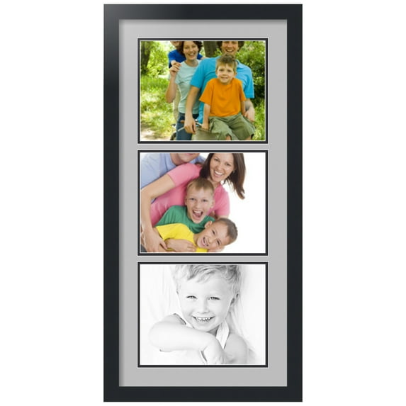 ArtToFrames Collage Photo Picture Frame with 3 - 8x10 Openings, Framed in Black with TV Grey and Black Mats (CDM-3926-901)