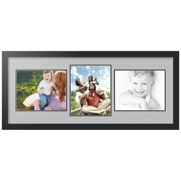 ArtToFrames Collage Photo Picture Frame with 3 - 8x10 Openings, Framed in Black with TV Grey and Black Mats (CDM-3926-99)