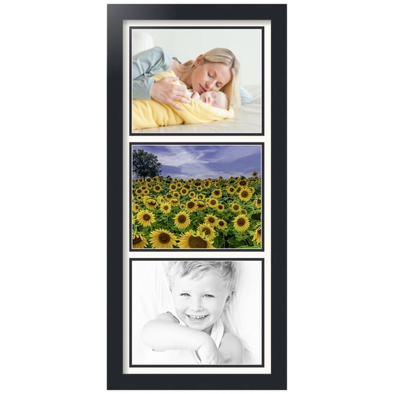 ArtToFrames Collage Photo Picture Frame with 3 - 8x10" Openings, Framed in Black with White and Black Mats (CDM-3926-1052)