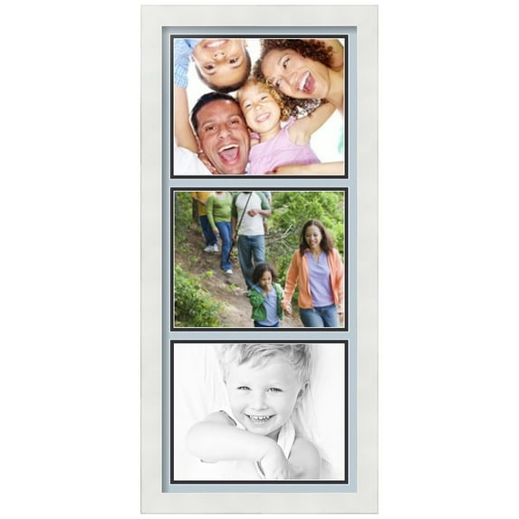 ArtToFrames Collage Photo Picture Frame with 3 - 8x10" Openings, Framed in White with Baby Blue and Black Mats (CDM-3966-1052)
