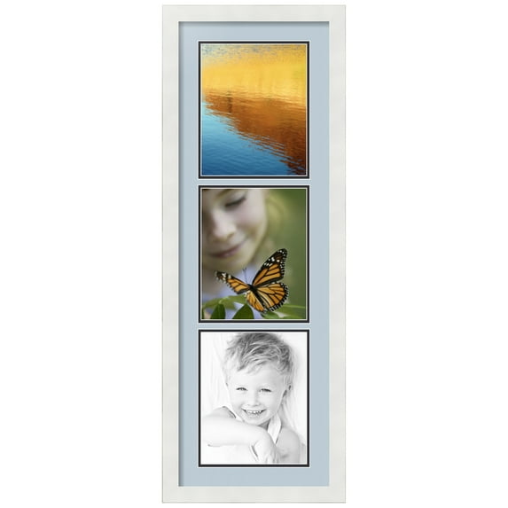 ArtToFrames Collage Photo Picture Frame with 3 - 8x10 Openings, Framed in White with Baby Blue and Black Mats (CDM-3966-73)