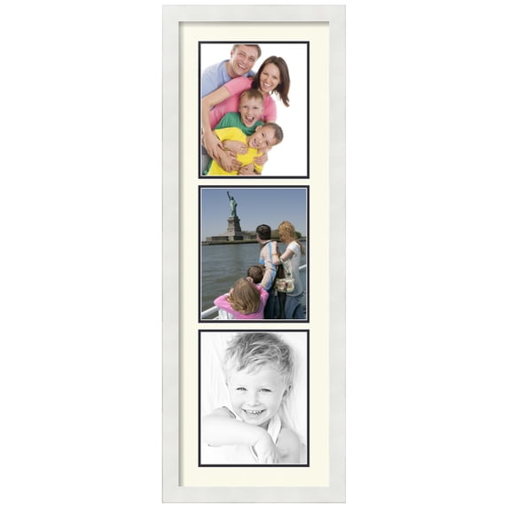 ArtToFrames Collage Photo Picture Frame with 3 - 8x10" Openings, Framed in White with Brilliant White and Black Mats (CDM-3966-139)